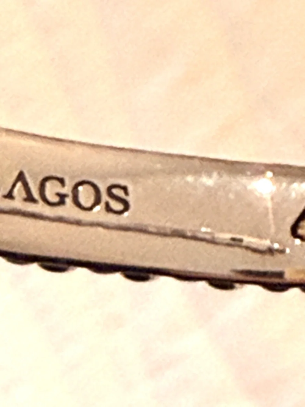 LAGOS Caviar Lux Sterling & 18k Hinged Cuff Bracelet